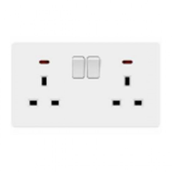 فيش 13A مجــــــوز مع مفتاح ولمبة - أبيض بيانو