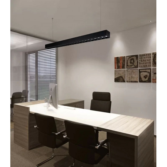 وحدة انارة خطية معلقة 120 سم 50 وات مع مانع توهج جسم أسود وحدة انارة خطية معلقة 120 سم 50 وات مع مانع توهج جسم أسود