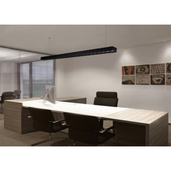 وحدة انارة خطية معلقة 120 سم 50 وات مع مانع توهج جسم أسود وحدة انارة خطية معلقة 120 سم 50 وات مع مانع توهج جسم أسود