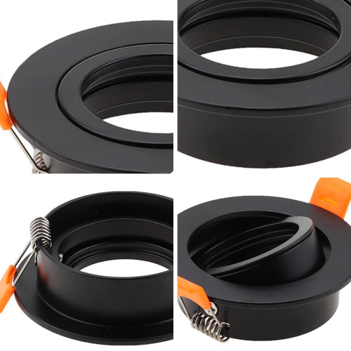 اطار سبوت لايت متحرك دائري أسود ألمنيوم داخلي أسود اطار سبوت لايت متحرك دائري أسود ألمنيوم داخلي أسود