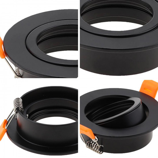 اطار سبوت لايت متحرك دائري أسود ألمنيوم داخلي أسود اطار سبوت لايت متحرك دائري أسود ألمنيوم داخلي أسود