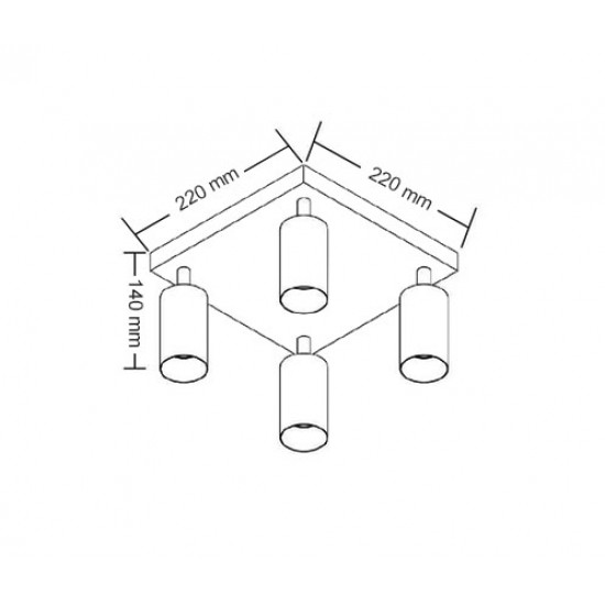 جهاز إنارة سقفي موجه رباعي أبيض مربع بدون لمبة - مناسب للمبات GU10 جهاز إنارة سقفي موجه رباعي أبيض مربع بدون لمبة - مناسب للمبات GU10