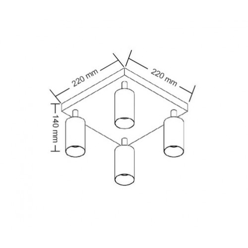 جهاز إنارة سقفي موجه رباعي أسود مربع بدون لمبة - مناسب للمبات GU10 جهاز إنارة سقفي موجه رباعي أسود مربع بدون لمبة - مناسب للمبات GU10