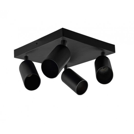 جهاز إنارة سقفي موجه رباعي أسود مربع بدون لمبة - مناسب للمبات GU10 جهاز إنارة سقفي موجه رباعي أسود مربع بدون لمبة - مناسب للمبات GU10