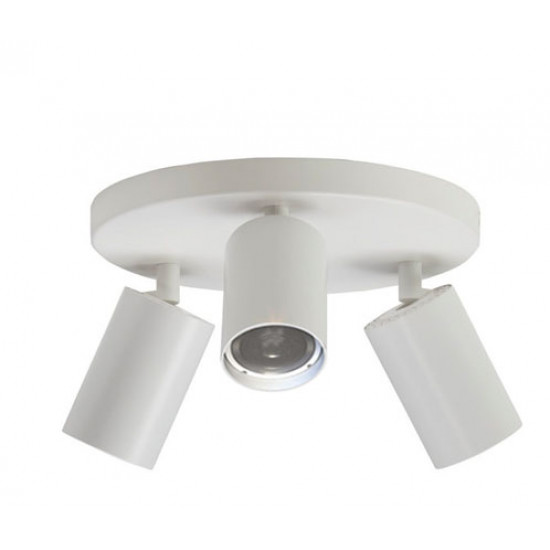 جهاز إنارة سقفي موجه ثلاثي أبيض دائري بدون لمبة - مناسب للمبات GU10 جهاز إنارة سقفي موجه ثلاثي أبيض دائري بدون لمبة - مناسب للمبات GU10