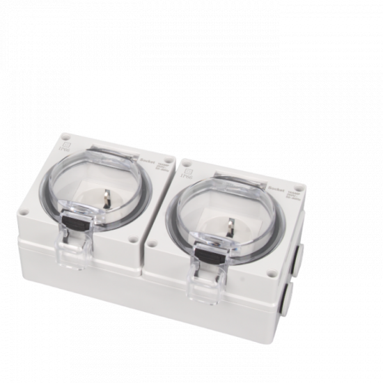 فيش مزدوج وتربروف خارجي 13 أمبير IP66 فيش مزدوج وتربروف خارجي 13 أمبير IP66