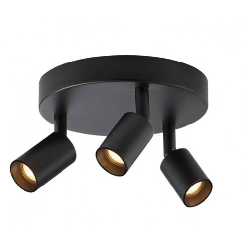 جهاز إنارة سقفي موجه ثلاثي أسود دائري بدون لمبة - مناسب للمبات GU10 جهاز إنارة سقفي موجه ثلاثي أسود دائري بدون لمبة - مناسب للمبات GU10