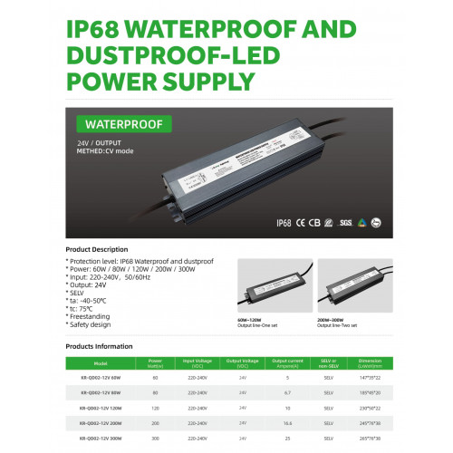 محول 60 وات 24 فولت IP68 خاص لشريط انارة - Kray محول 60 وات 24 فولت IP68 خاص لشريط انارة - Kray