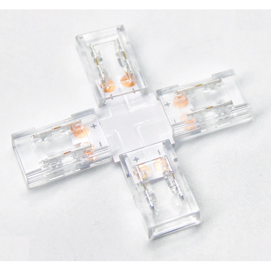 وصلة شكل حرف + لوصل عدد 4 شريط ليد 24 فولت IP20 عرض 8 ميلميتر عدد 10 قطع- Kray وصلة شكل حرف + لوصل عدد 4 شريط ليد 24 فولت IP20 عرض 8 ميلميتر عدد 10 قطع- Kray