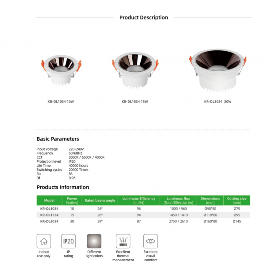وحدة انارة كوب مع مانع توهج 100 ملم 15 وات وحدة انارة كوب مع مانع توهج 100 ملم 15 وات