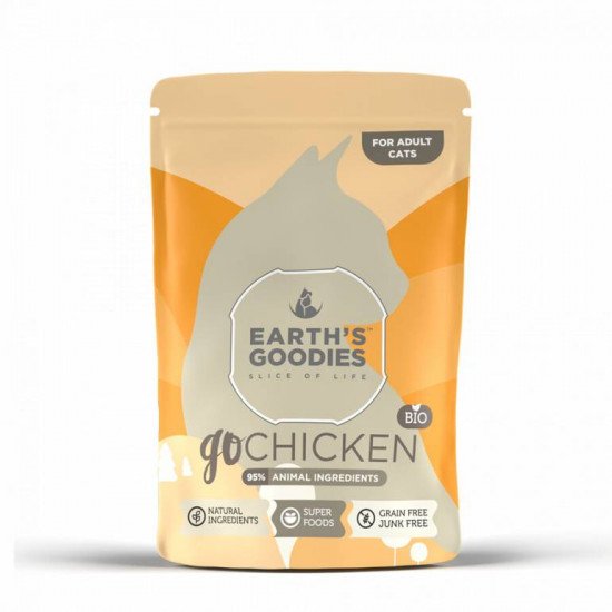 ايرث قوديز طعام رطب للقطط البالغة بنكهة الدجاج في المرق 85غ