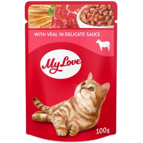 ماي لوف ظرف رطب باللحم البقري للقطط 100 جرام