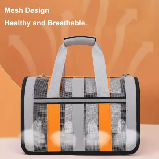 حقيبة للقطط للتنقل كبير برتقالي ورصاصي حقيبة للقطط للتنقل كبير برتقالي ورصاصي