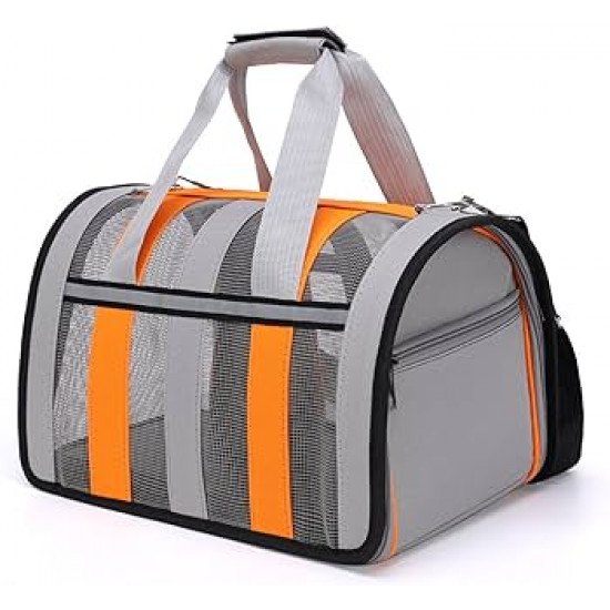 حقيبة للقطط للتنقل كبير برتقالي ورصاصي حقيبة للقطط للتنقل كبير برتقالي ورصاصي