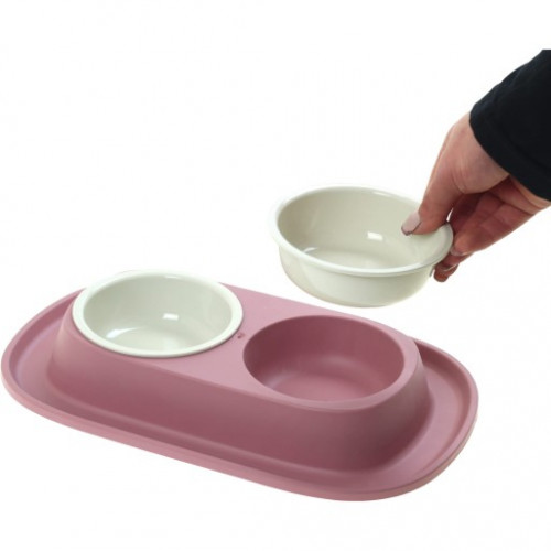 صحن طعام بلاستك مزدوج الوان متعددة