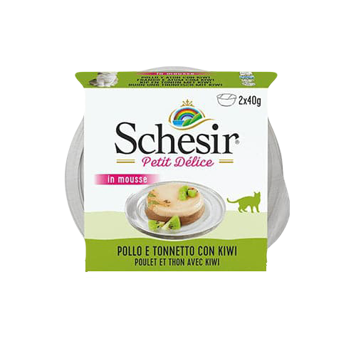 شيزر طعام رطب للقطط البالغة بيتي ديليس موس الدجاج مع التونة و الكيوي 2*40 جرام