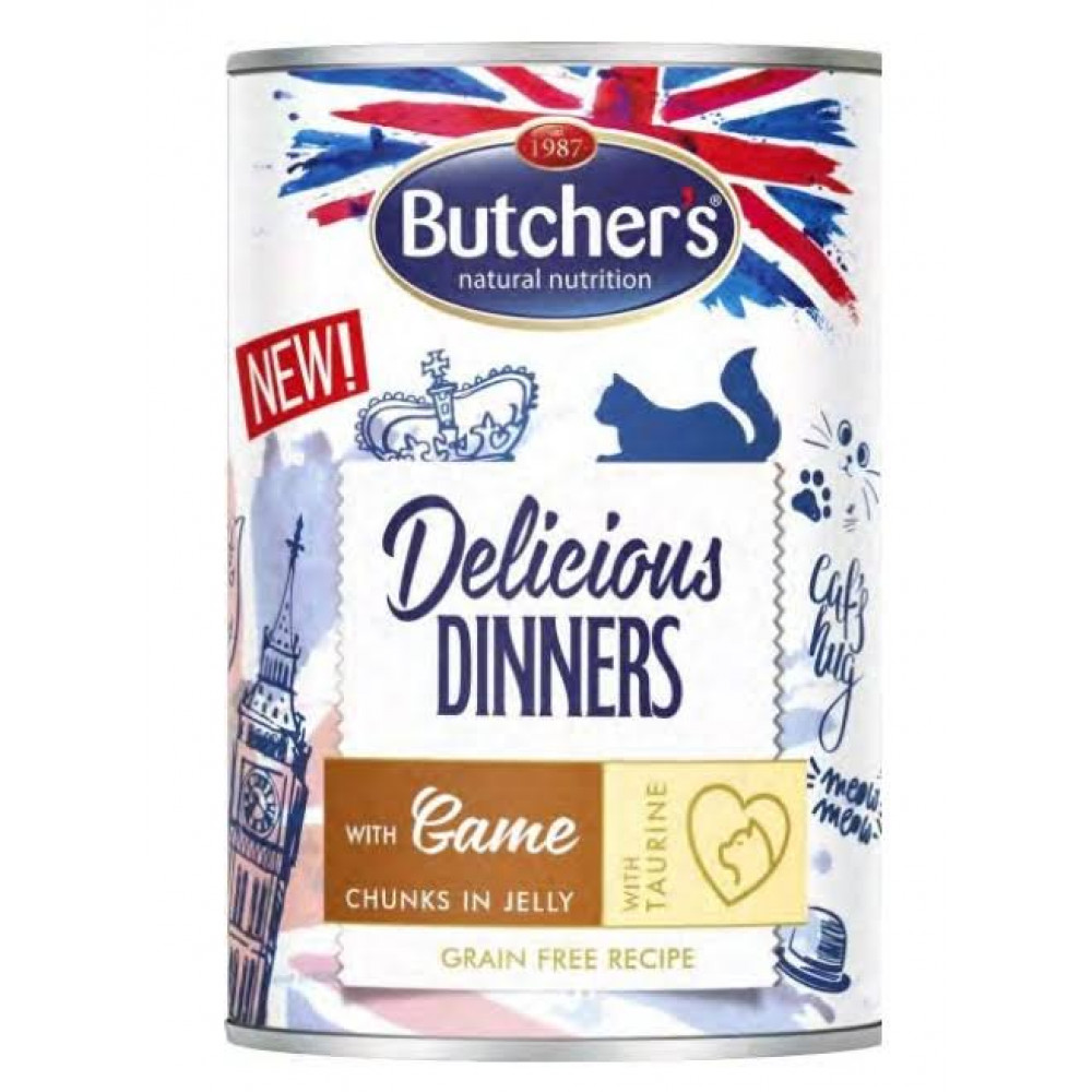 طعام رطب معلبات بوتشرز ديليشوس دينر قطع طوارد في الجيلي 400غ