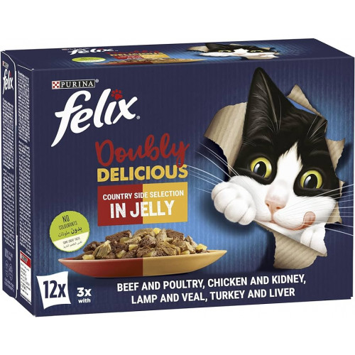 12 ظرف متنوع رطبة فيلكس للقطط البالغة 85جرام