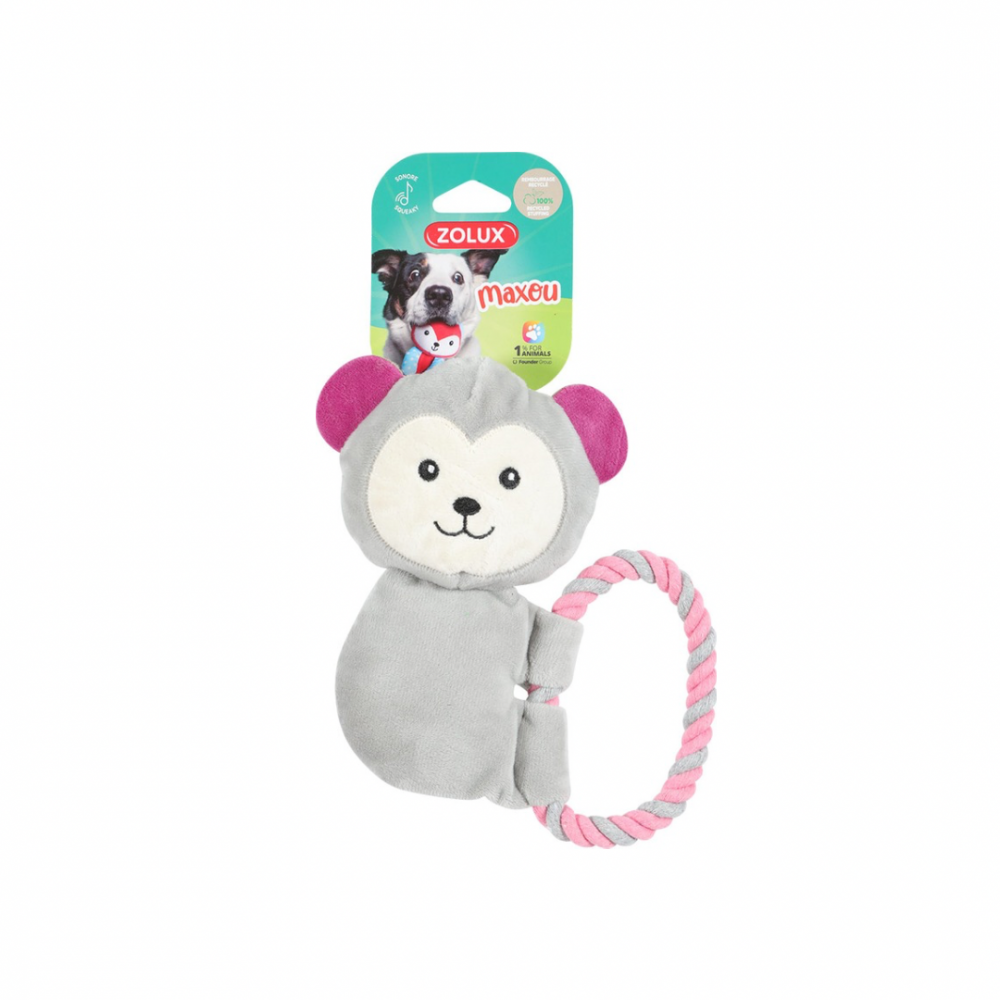 لعبة زولوكس ماكسو روبل المخملية باللون الرمادي للقطط والكلاب