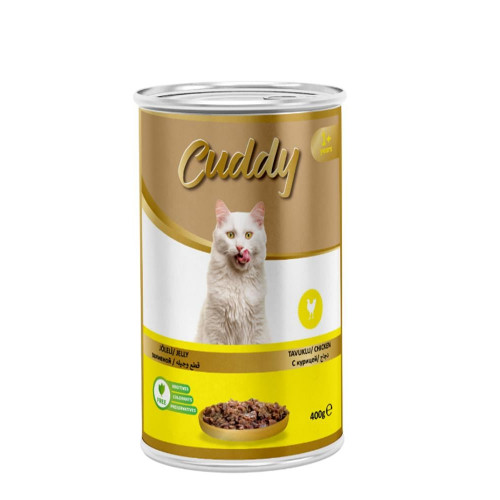 معلبات قطط دجاج قطع مع الجيلي 400 جرام cuddy