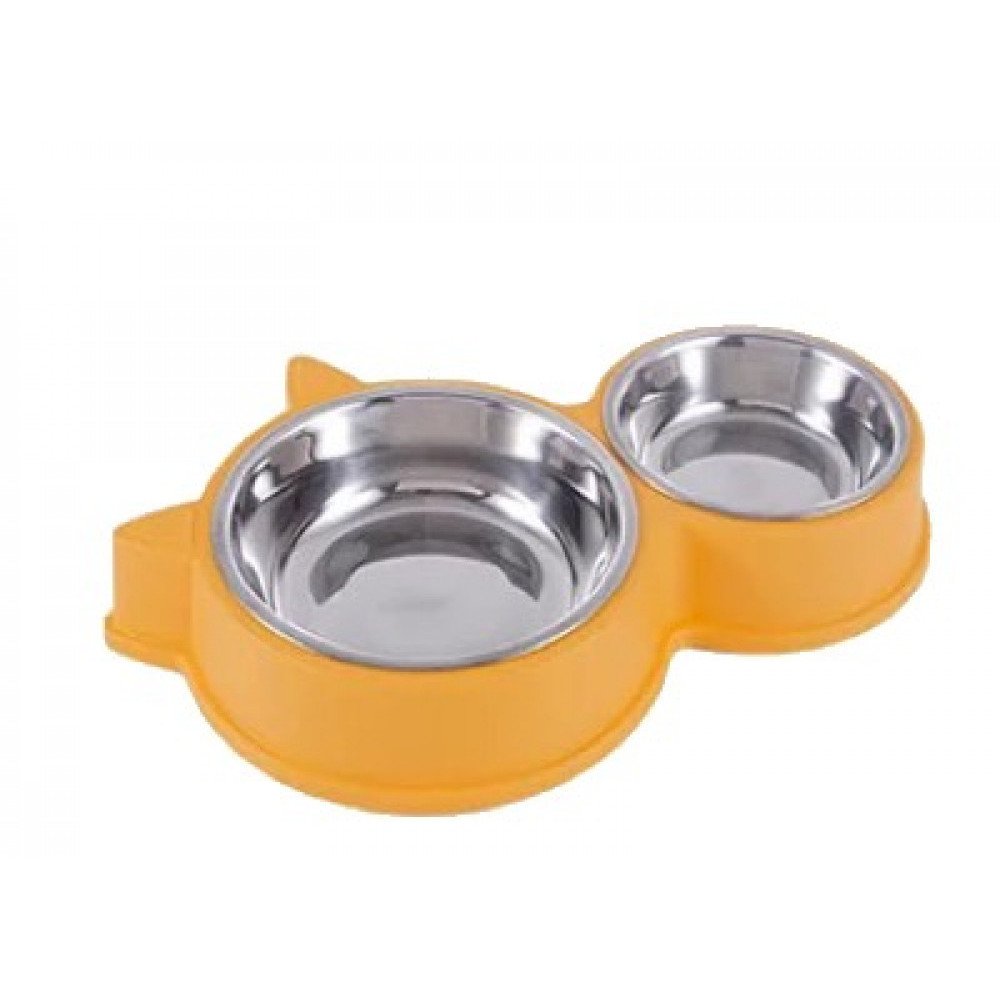 صحن طعام مزدوج ستيل قابل للتركيب مع قاعدة بلاستيك صحن طعام مزدوج ستيل قابل للتركيب مع قاعدة بلاستيك