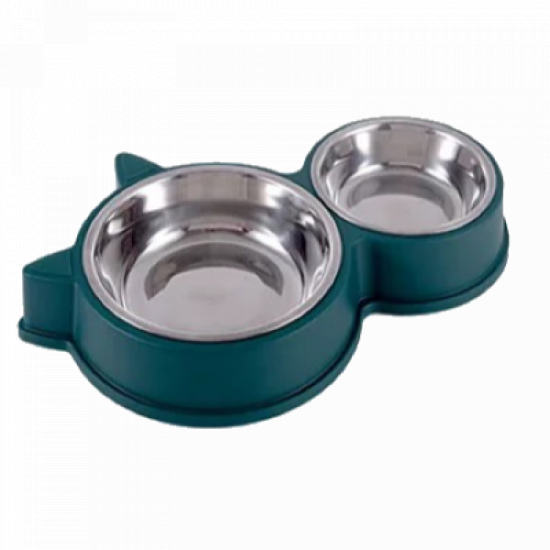 صحن طعام مزدوج ستيل قابل للتركيب مع قاعدة بلاستيك صحن طعام مزدوج ستيل قابل للتركيب مع قاعدة بلاستيك