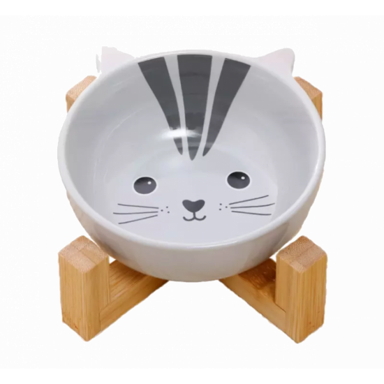 صحن سيراميك لطيف مع قاعدة خشب صحن سيراميك لطيف مع قاعدة خشب