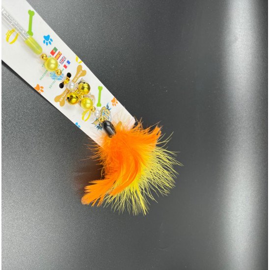 سنارة قطط بريش مع جرس  الوان متعدده