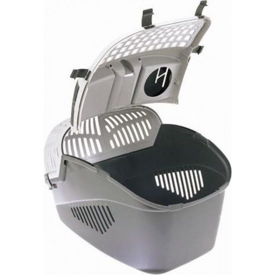 صندوق تنقل للقطط حجم كبير رصاصي مع ابيض صندوق تنقل للقطط حجم كبير رصاصي مع ابيض