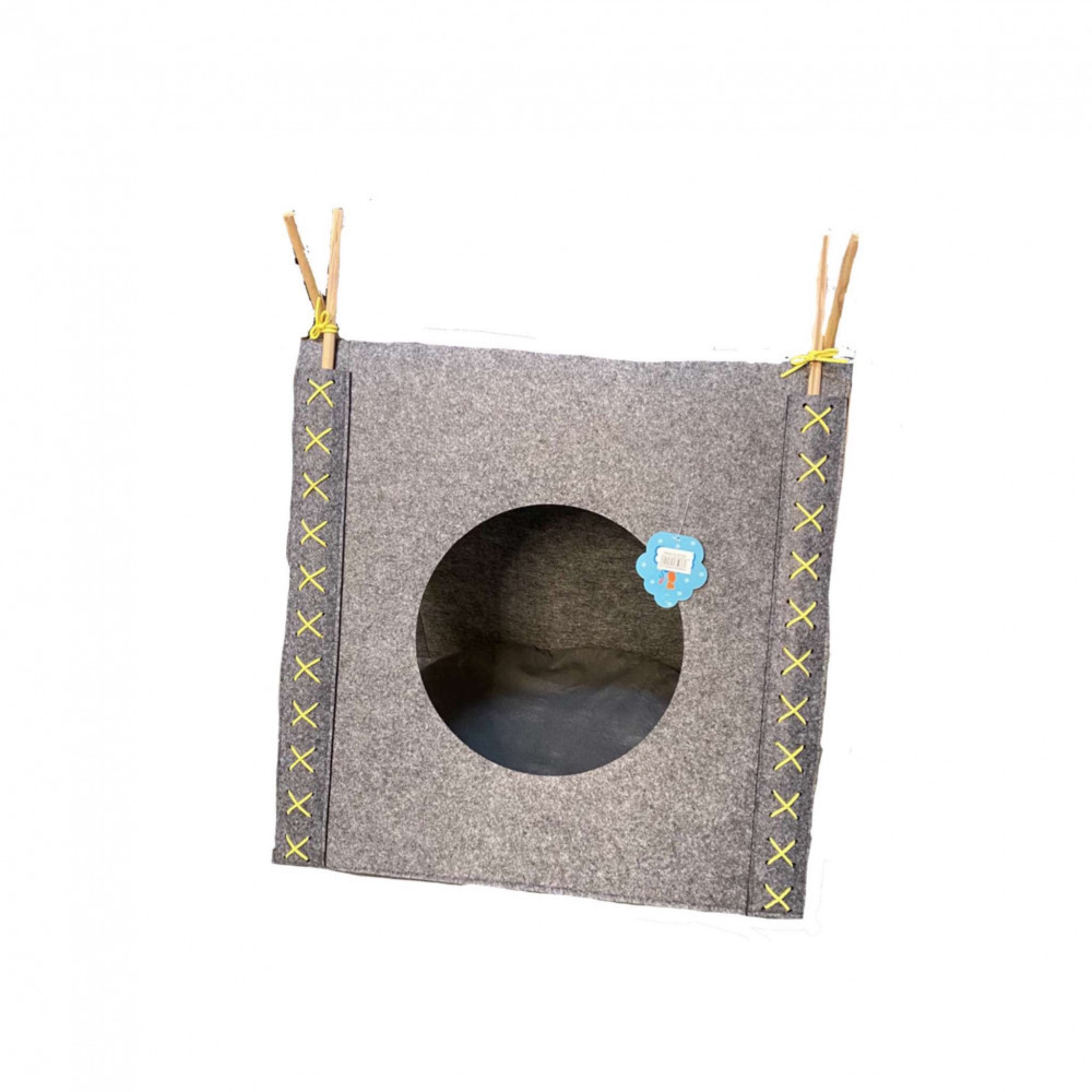 بيت قطط تصميم كوخ مع وسادة بيت قطط تصميم كوخ مع وسادة