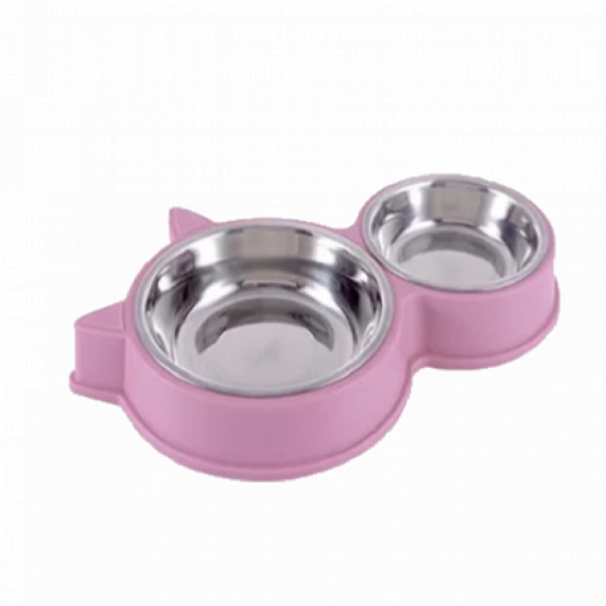 صحن طعام مزدوج ستيل قابل للتركيب مع قاعدة بلاستيك صحن طعام مزدوج ستيل قابل للتركيب مع قاعدة بلاستيك