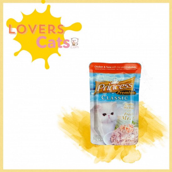 برينسس طعام قطط رطب شركة برنسيبس بالدجاج والتونة مع الارز والسلطعون 70غ برينسس طعام قطط رطب شركة برنسيبس بالدجاج والتونة مع الارز والسلطعون 70غ