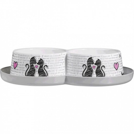 صحن طعام المحبين ابيض عميق مزدوج من موديرنا