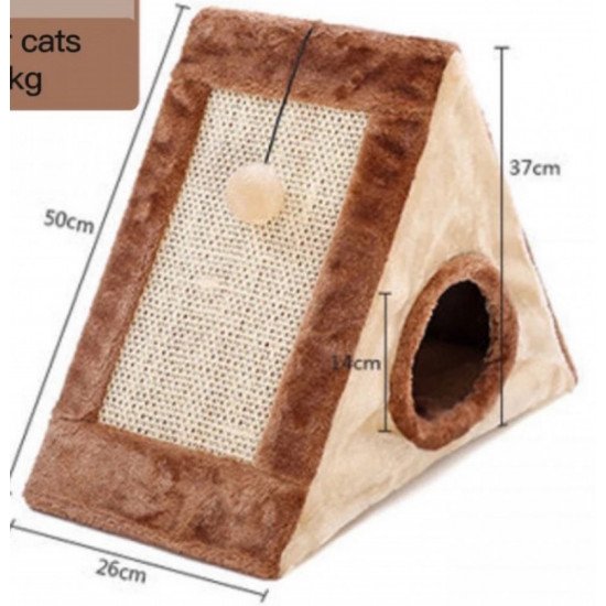 بيت قطط بتصميم كوخ مع خداشة قابلة للطي بيت قطط بتصميم كوخ مع خداشة قابلة للطي