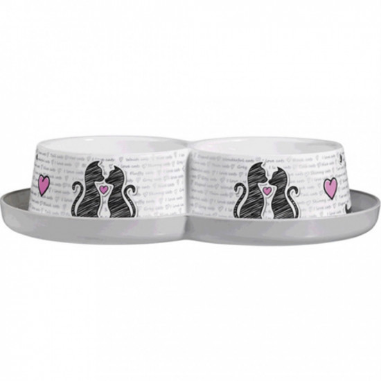 صحن طعام المحبين ابيض عميق مزدوج من موديرنا