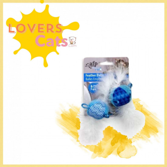 العاب قطط كات نيب feather Balls  لون أزرق  قطعتين