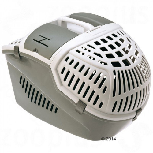 صندوق تنقل للقطط حجم كبير رصاصي مع ابيض صندوق تنقل للقطط حجم كبير رصاصي مع ابيض