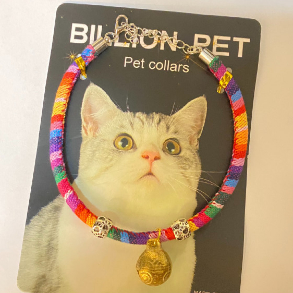 طوق قطط مبهج بالوان متعددة وجرس طوق قطط مبهج بالوان متعددة وجرس