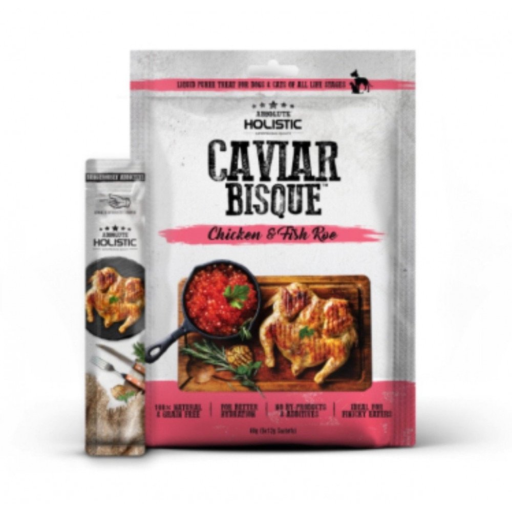 مكافأة قطط وكلاب بالدجاج والكافيار 5 اكياس*12غ مكافأة قطط وكلاب بالدجاج والكافيار 5 اكياس*12غ