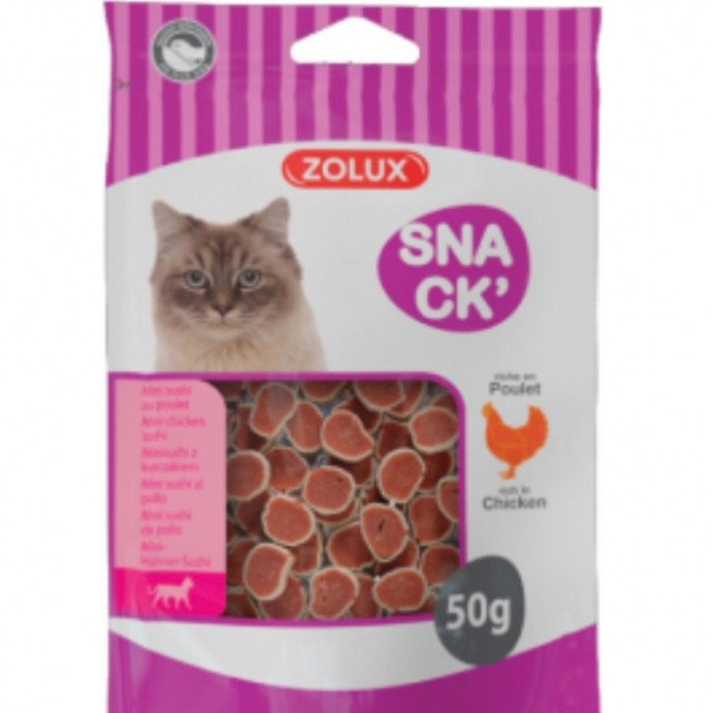 زولكس مكافأة قطط وسناك سوشي بنكهة الدجاج 50غ زولكس مكافأة قطط وسناك سوشي بنكهة الدجاج 50غ