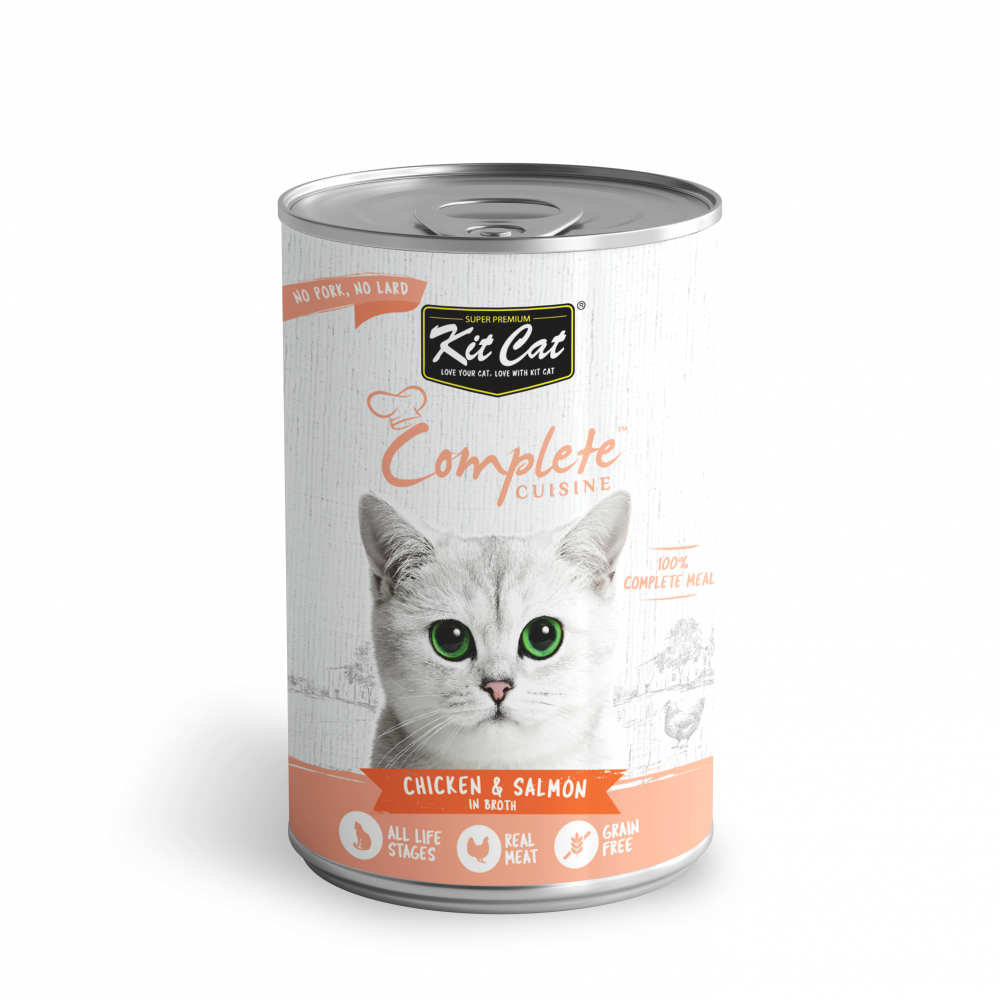 كت كات طعام قطط رطب بالمرق والدجاج والسلمون 150غ