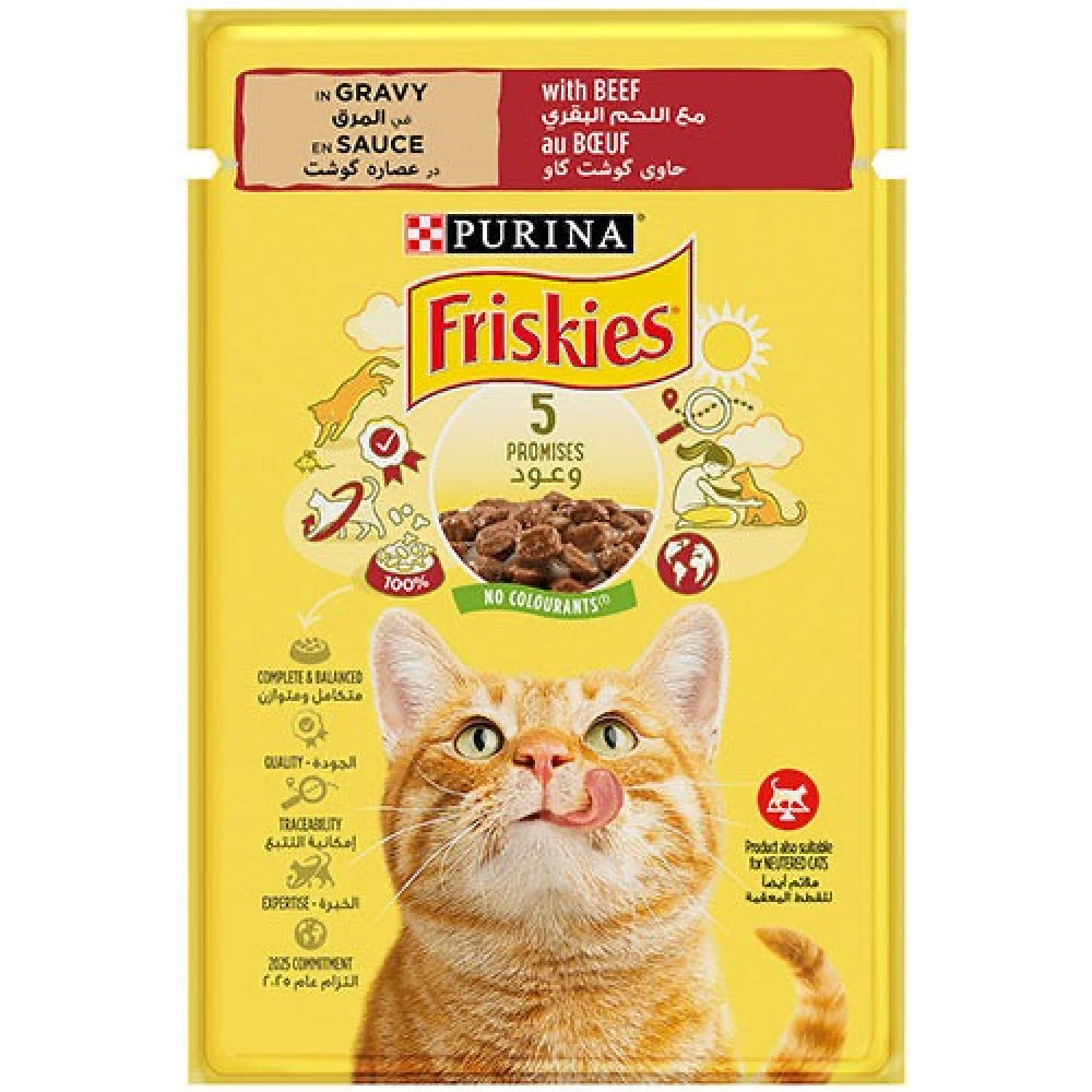 فريشكس طعام قطط رطب لحم بقري بالمرق 85غ