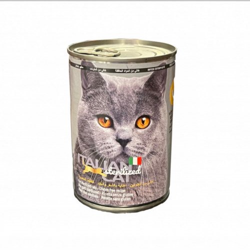 ايتاليان كات للعناية بالشعر والجلد بنكهة لحم الدجاج للقطط المعقمة خالي من الجلوتين 400جرام