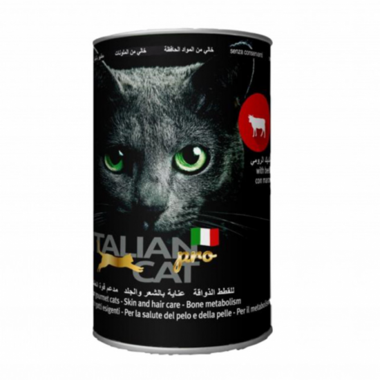 ايتاليان كات للعناية بالشعر والجلد بنكهة لحم البقر و الديك الرومي 405 جرام