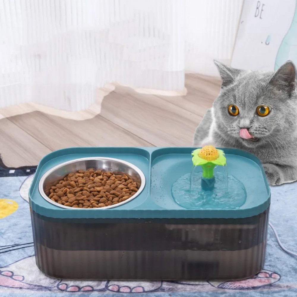 نافورة ماء كهربائية للشرب مع صحن طعام