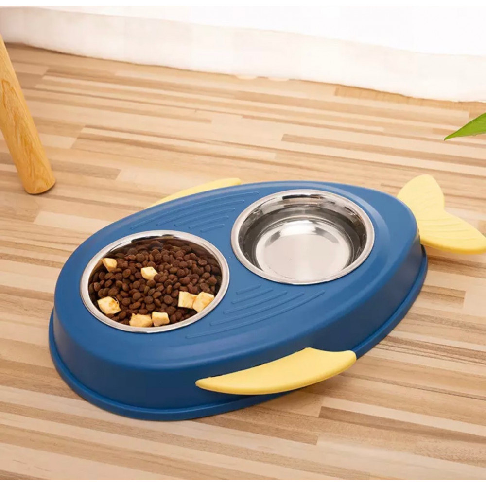 صحن طعام مزدوج بتصميم سمكة