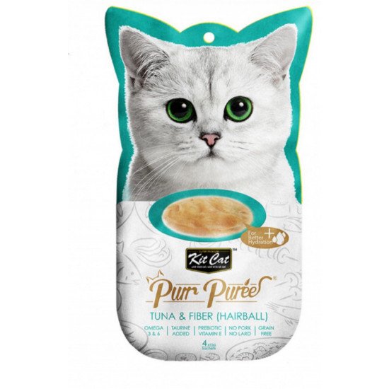 كت كات مكافأة تونا وألياف لكرات الشعر و 15غ×4 أكياس