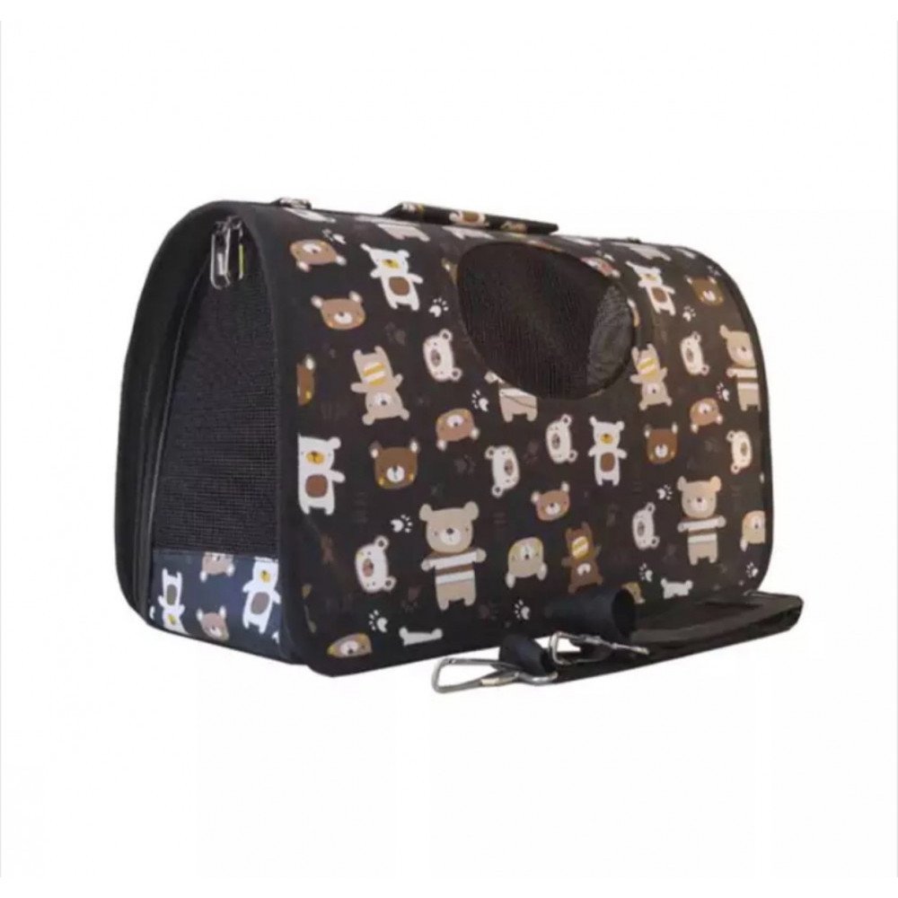 حقيبة كتف للتنقل سوداء بطبعات دبب حقيبة كتف للتنقل سوداء بطبعات دبب