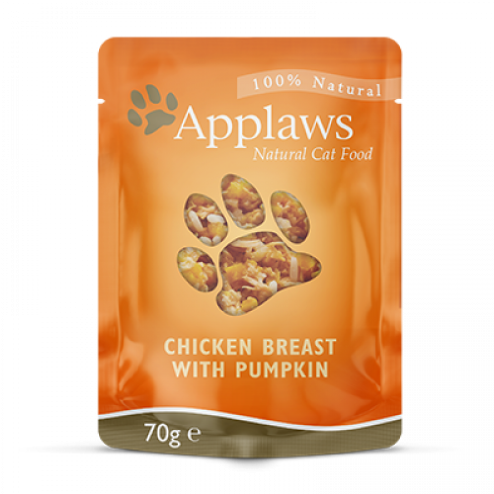 ابلاوز طعام قطط رطب بصدور الدجاج مع اليقطين بالمرق 70غ