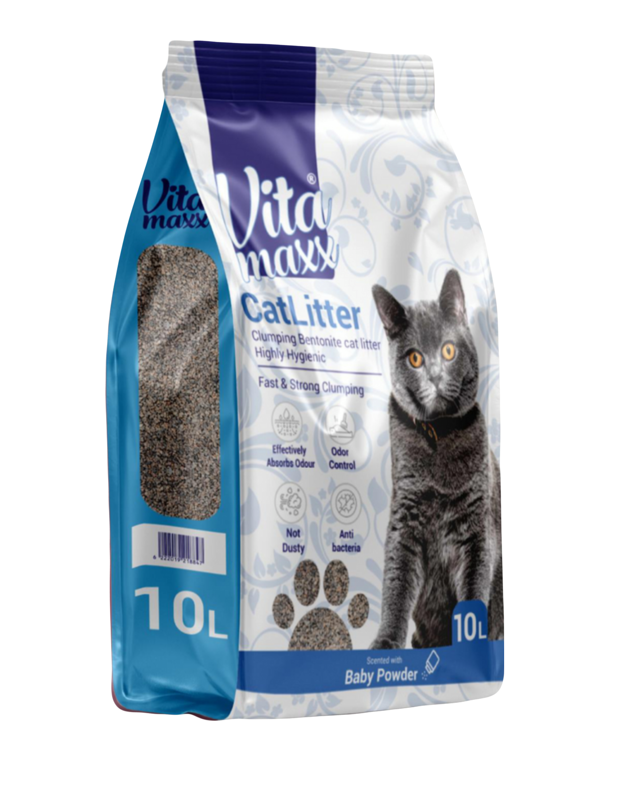 فيتا ماكس رمل للقطط عالي التكتل برائحة بودرة الأطفال 10 لتر   